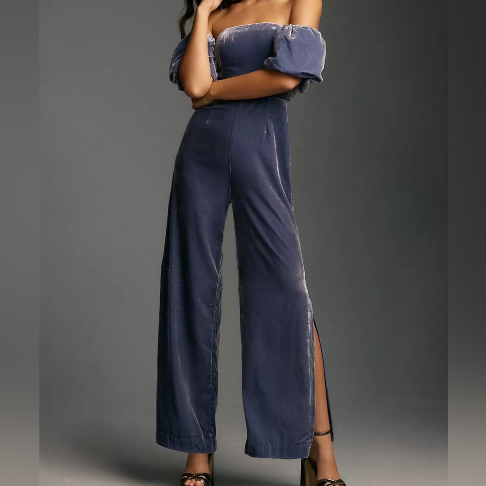 By Anthropologie The Femme Velvet Jumpsuit size 2 Tall